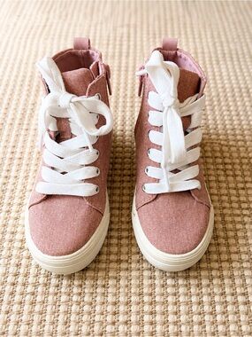 Copper Key Kids Canvas Floral Embroidered High Top Sneakers Size 11